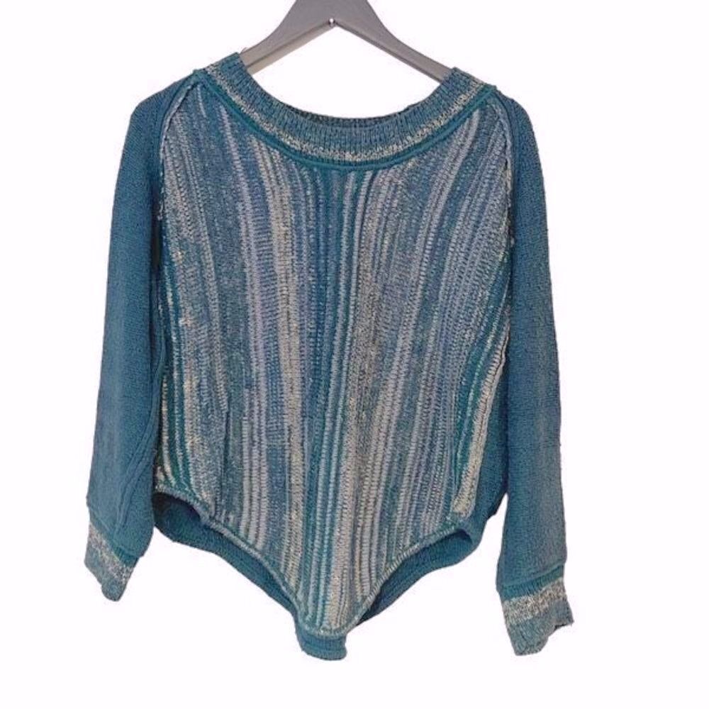 Anthropologie Daily Practice Women's Sunrise Knit Loungewear Sweater Teal Small‎